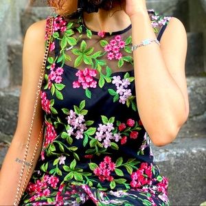 Calvin Klein multi color lace overlay dress